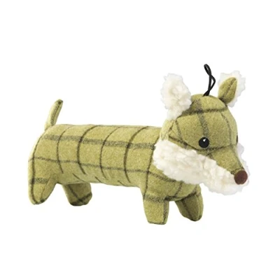 Image of House of Paws Tweed Plush Long Fox Dog Toy, Green