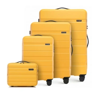 Image of WITTCHEN Comodo Line Suitcase Hand Luggage Set ABS Telescopic Handle TSA Lock 4 Double Wheels, Yellow, Koffer 4tlg., of 4.