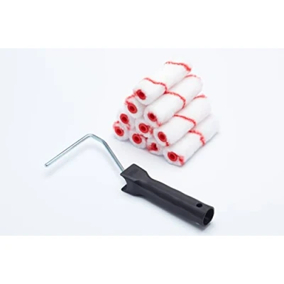 Image of ProDec Contractor 11 piece 4 inch Medium Pile Woven Mini Paint Rollers with Frame, Roller Set for a Smooth Finish Painting Emulsion Paints on Interior Walls and Ceilings, 4&quot;