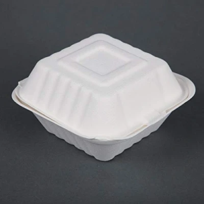 Image of Fiesta DW246 Compostable Disposable Burger Boxes with Side Ridges 152mm (Pack of 500) Bagasse