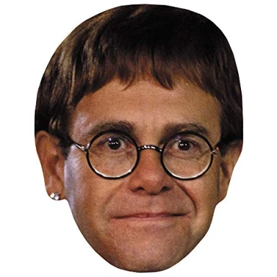 Image of Elton John (Smile) Celebrity Mask, Flat Card Face, Fancy Dress Mask