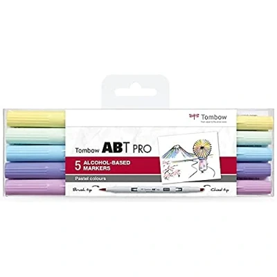 Image of Tombow ABT PRO Alcohol based Marker Pens Set of 5 Pastel Colours