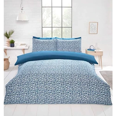 Image of Rapport Home Pebbles Microfibre Duvet Cover Set Single size Bedding Blue with Pillowcases included