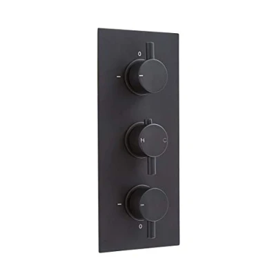 Image of Milano Nero Modern 3 Outlet Triple Diverter Thermostatic Mixer Shower Valve Black