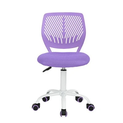 Image of Homy Casa Desk Chair Adjustable Swivel Office Fabric Seat Ergonomic Task without Armrest, Purple