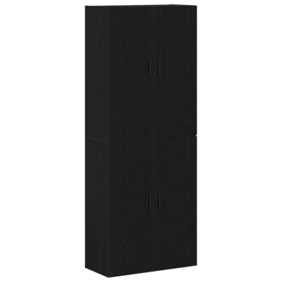 Image of vidaXL wall mounted cabinets set of 2 black oak engineered wood spacious storage for living/dining room