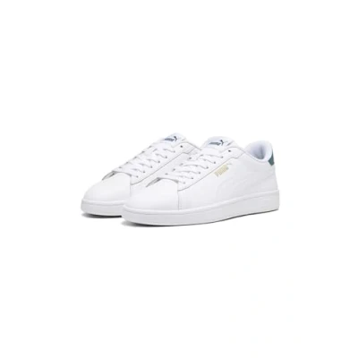 Image of Puma Smash 3.0 Unisex Trainers, Size: 13, White/malachite/gold leather and imitation