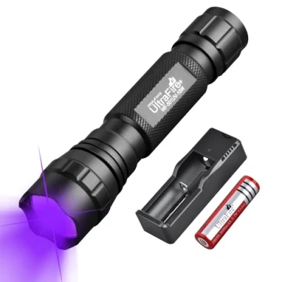 Image of ULTRAFIRE UV Torch 395nm LED Blacklight, 10W Single Mode Powerful Light for Curing Resin, Glue, Pet Urine Stain, Finding Minerals, Leak Detector, 501UV