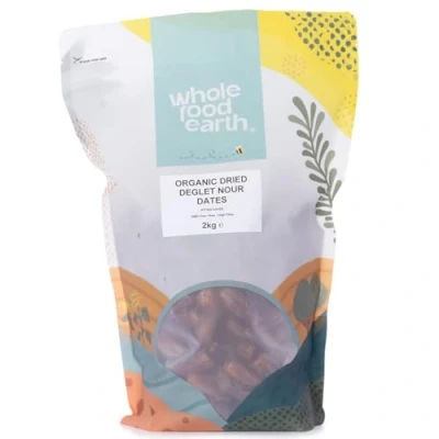Image of Wholefood Earth Organic Dried Deglet Nour Dates (Pitted) 2 kg GMO Free Raw Vegan High Fibre Certified