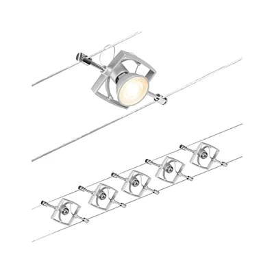 Image of Paulmann 94430 CorDuo Cable System Lighting Set Mac II DC, Max 5 x 10 Watt Extendable Wire Matt Chrome Plastic GU5.3 Without Bulbs