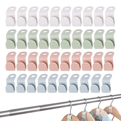 Image of Rifrpha 100 PCS Mini Plastic Clothes Hanger Connector Hooks, Multi Layer Stackable, Space Saving &amp; Wardrobe Organiser, Drop Connecting Clips for Coat Closet, Multicolor