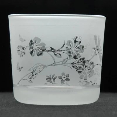 Image of Animo Glass Votive Tea Light Candle Holder, Frosted Etched Holders with Ladybird Design Clear Tealight Holder for Birthday Gift, Woodland Home Decor