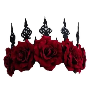 Image of Zac&#039;s Alter Ego Dark Red Rose Crown Headpiece Evil Witch Halloween