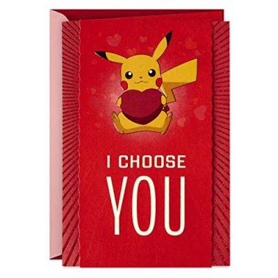 Image of Hallmark Pokémon Valentines Day Card (Pikachu, I Choose You) Anniversary Card, Love