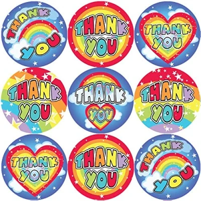 Image of 144 Thank You Rainbows 30 mm Reward Stickers for School Teachers, Parents