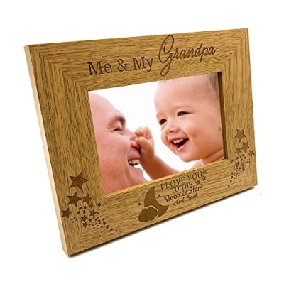 Image of ukgiftstoreonline Me and My Grandpa Love You To The Moon Photo Frame Gift (4 x 6 Inch)