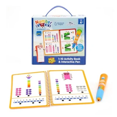 Image of Learning Resources Hot Dots Numberblocks 110 Activity Book &amp; Interactive Pen, Over 75 Activities Included, Gifts, Ages 4+, Green,red