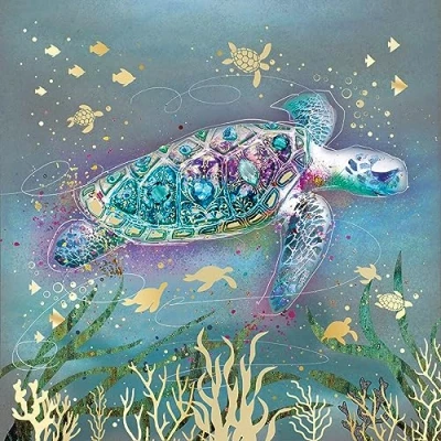 Image of Cherry Orchard Turtle Happy Birthday Card with Gold Foil Detailing and Envelope Grace Range from