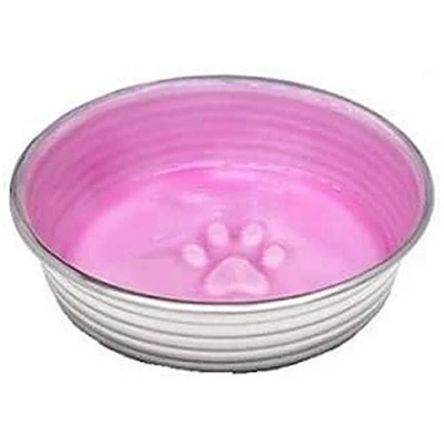 Image of Loving Pets Le Bol Glazed Interior Stainless Steel Dog Bowl Non Slip Dishwasher Safe Durable Pet Dish Rose X Small (275 ml)