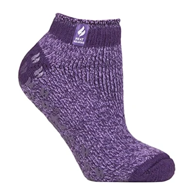 Image of Heat Holders Ladies Low Cut Ankle Slipper Socks with Non Slip Rubber Sole (4 7, Purple (Pisa))