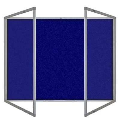 Image of Tamperproof Lockable Noticeboard Class 1 Aluminium Framed 1500mm x 1200mm, Oxford Blue, Double Doors