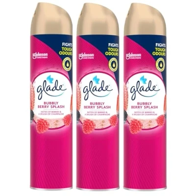 Image of 3 x Glade Aerosol Air Freshener 300ml Bubbly Berry Splash
