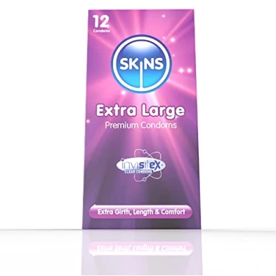 Image of Skins Extra Large XL Condoms Natural Latex Condom; pre lubed for Comfort 12 Pack