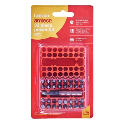 Image of 33 Piece Power Bit Set Tool Accessory Magnetic Driver Bits + Storage Case