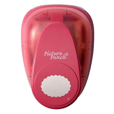 Image of Vaessen Creative Craft Paper Punch Scalloped Oval 5,6 x 7,6 cm Circle Cutter for Crafting and Card Making
