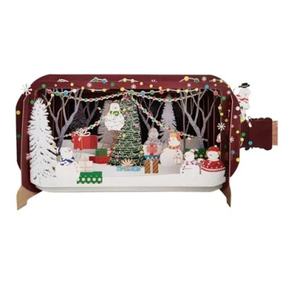 Image of Message in A Bottle Snowmen Decorating The Tree Pop Up Christmas Greeting Card XMIB110
