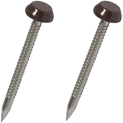 Image of 250 x UPVC 40mm Poly Top Pins Nails Plastic Headed Fascia Fixings (Brown)