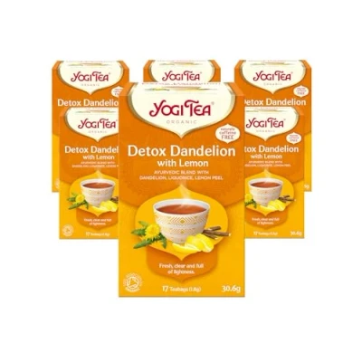 Image of Yogi Tea, Detox Dandelion with Lemon, Organic Herbal Naturally Caffeine Free, Blend of Liquorice, and 6 Packs x 17 Tea Bags (102 Teabags Total)
