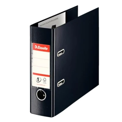Image of ESSELTE 468970 Plastic Lever Arch File No. 1 with Rade, Eyelet and Edging DIN A5 Extended Spine Black
