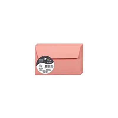 Image of Clairefontaine Ref 28341C Pollen Grain Adhesive Envelopes (Pack of 25 Sheets) 90 x 140mm in Size, 120gsm Paper, Acid Free, Inkjet &amp; Laser Printed Compatible Coral Powder