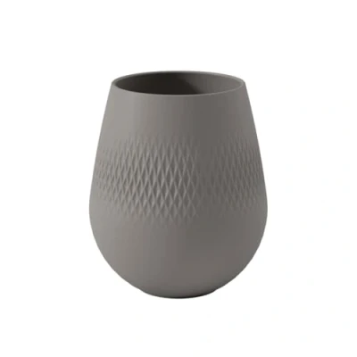 Image of Villeroy &amp; Boch Manufacture Collier Taupe, Small Vase Carré, 15 cm, Premium Porcelain, Taupe