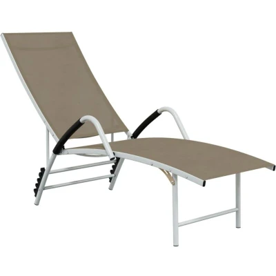 Image of vidaXL Sun Lounger Textilene and Aluminium Taupe