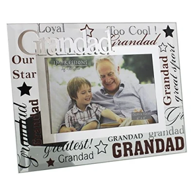 Image of Juliana Grandad Mirrored Words Photo Frame Lovely Gift For Special Grandad,White