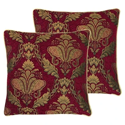 Image of Riva Paoletti Shiraz Cushions (Twin Pack) Burgundy Size 58 cm x