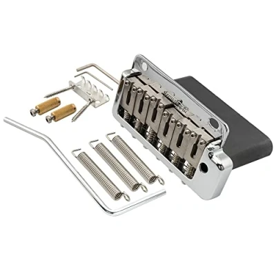 Image of Wilkinson WVP2 SB 54mm 2 Point Stainless Steel Saddles Tremolo Bridge with Full Block for Japan/Korea Import Strat Electric Guitar, Chrome