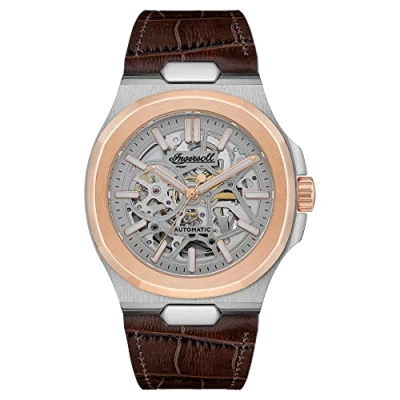 Image of Ingersoll 1892 The Catalina Mens 42mm Automatic Watch with Grey Dial and Brown Leather Strap I12503