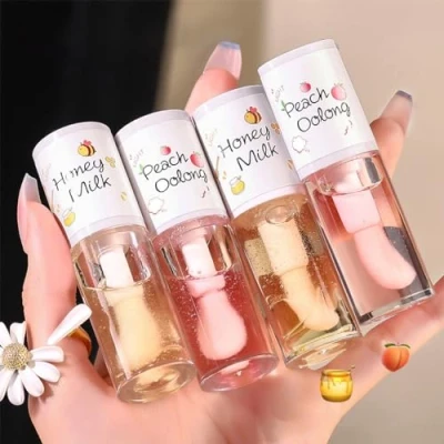 Image of Baorder 4Pcs Hydrating Clear Lip Oil,Crystal Jelly Honey Gloss with Big Brush,Long Lasting Nourishing Care Glow Oil,Moisturizing Tinted Balm,Fresh Texture Makeup