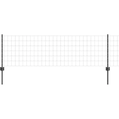 Image of vidaXL Euro Fence with 11 U Posts Grey 0,6x25 m Steel