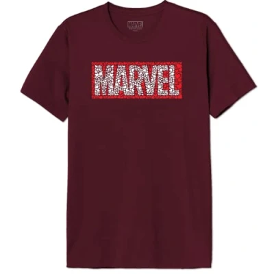 Image of Marvel Men&#039;s Memarcots294 T Shirt, Burgundy, 3XL