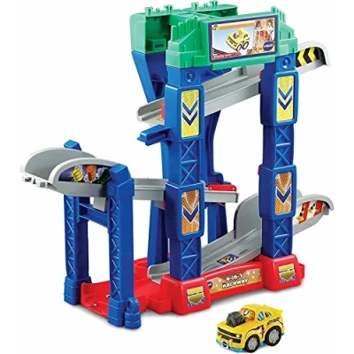 Image of VTech 556503 Toot Drivers 4 in 1 Raceway, Toy Car racing Track for Boys and Girls, Tracks Kids with Lights Sounds, Musical Race Children Aged to 5 Years, English Version