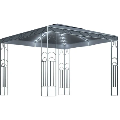 Image of vidaXL Gazebo with LED String Lights 300x300 cm Anthracite