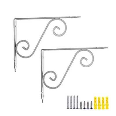 Image of 2 Pcs Iron Shelf Brackets, Wall Mounted Supporter Metal Bracket Right Angle Support Heavy Duty Floating Brackets White (290mm*240mm)
