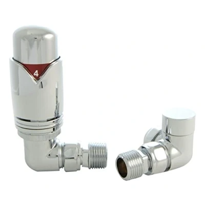 Image of SMR Bathrooms Realm 2 CR C Modern Chrome Thermostatic Radiator Valve (Corner TRV)