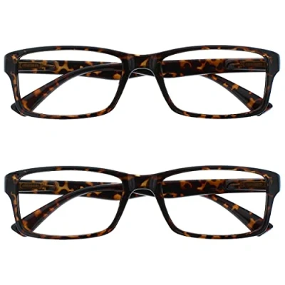 Image of OPULIZE The Reading Glasses Company Brown Tortoiseshell Readers Value 2 Pack Designer Style Mens Womens RR92 +2.00