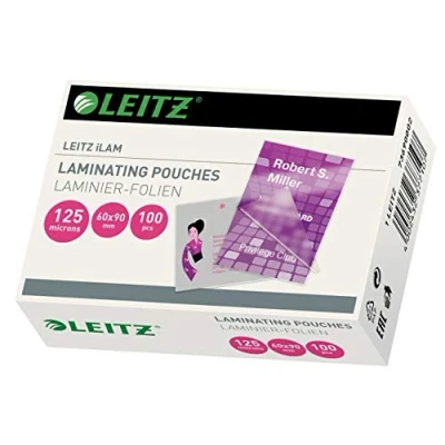 Image of Leitz iLAM 60 x 90 mm 125 Micron Business Card Laminating Pouch (Pack of 100)