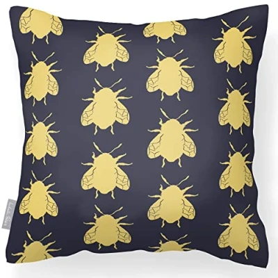 Image of Izabela Peters Outdoor Cushions Waterproof, 43 cm, Filled Cushion, Bees Graphite, Garden Furniture Cushions, Seat Chair